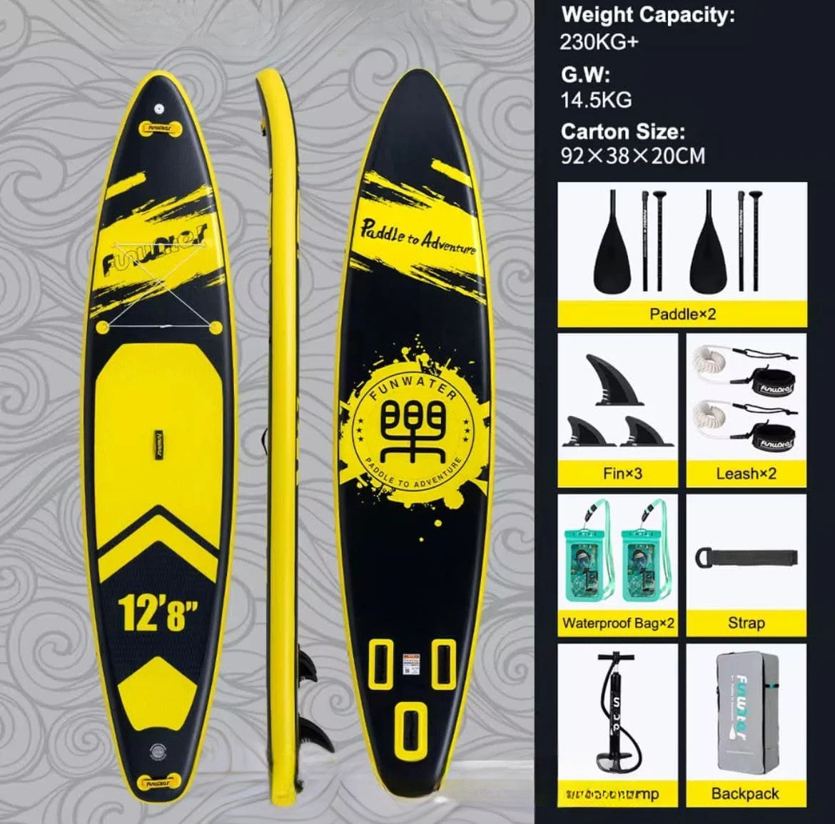 SUP daska u kompletu - Funwater Tourer žuta 